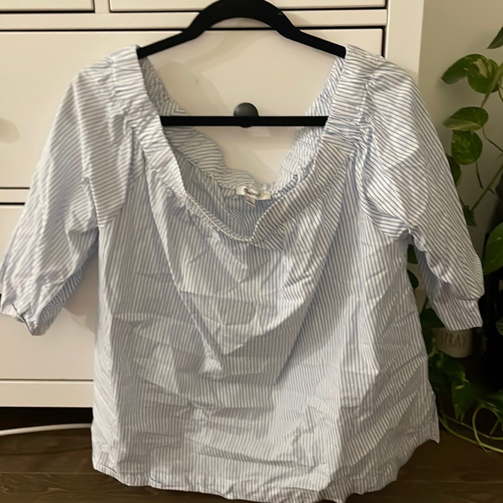 Madewell striped off the shoulder top